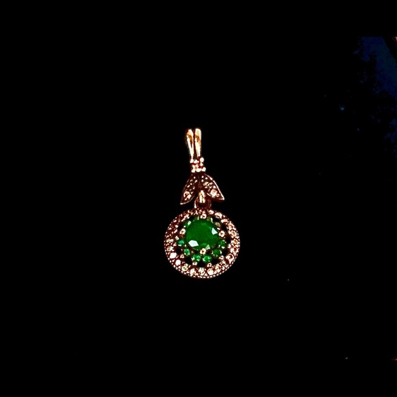 Emerald Topaz Round Silver Pendant Roxelana Antique Style - Picture 4 of 9